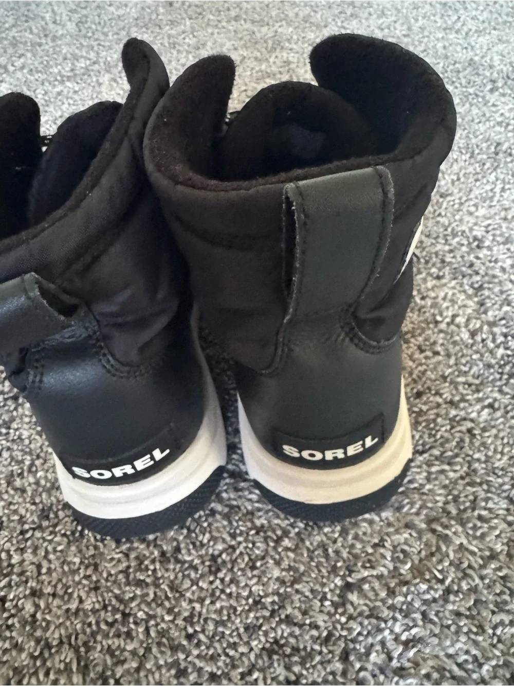 Sorel Kids Black and White Lace-Up Winter Boots